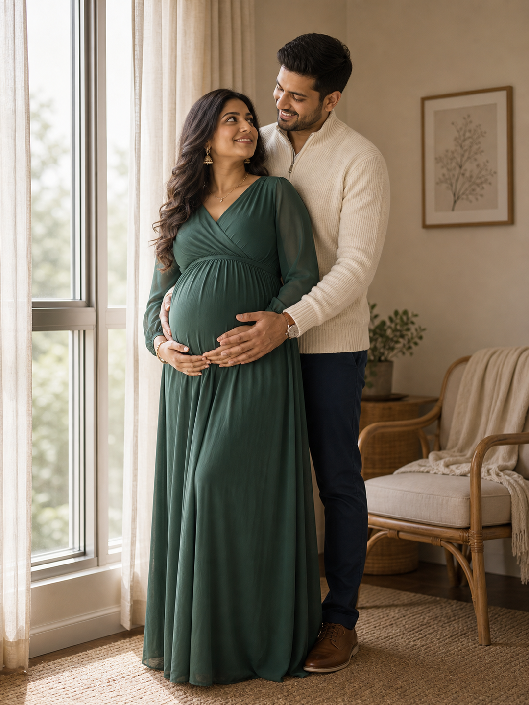 Couple Poses Pregnancy Photoshoot Ideas partner bump support pose reference