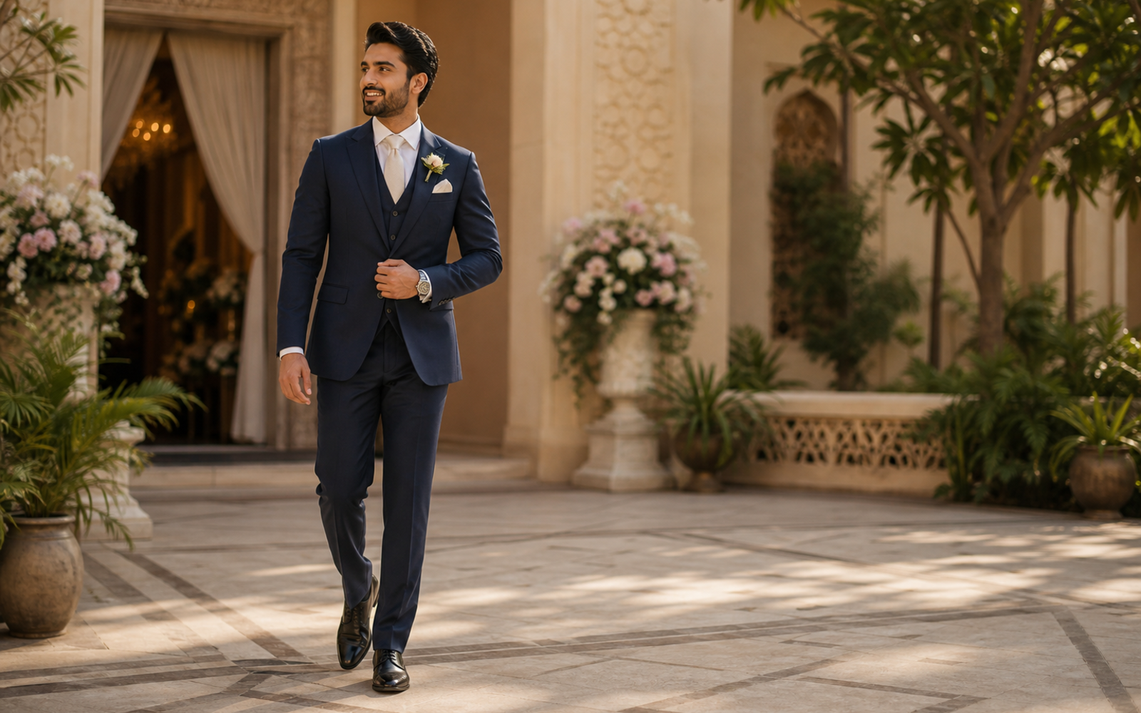 Walking suit frame reference for photo pose for suit