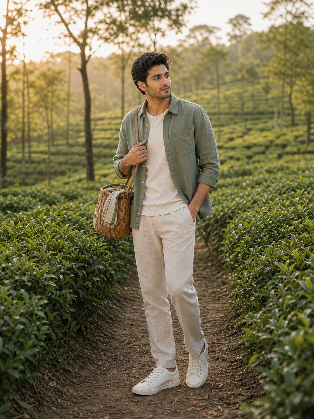 Photo Pose for Tea Garden tea-row standing pose pose reference