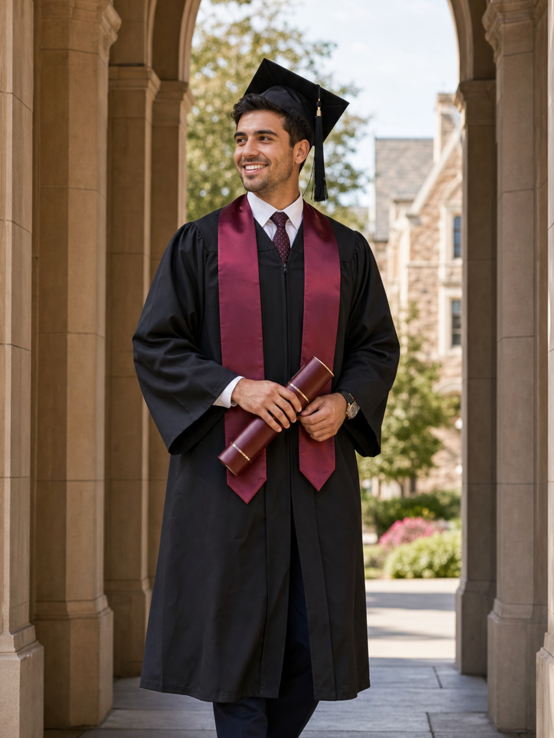 Poses for College Graduation Pictures campus arch portrait pose reference