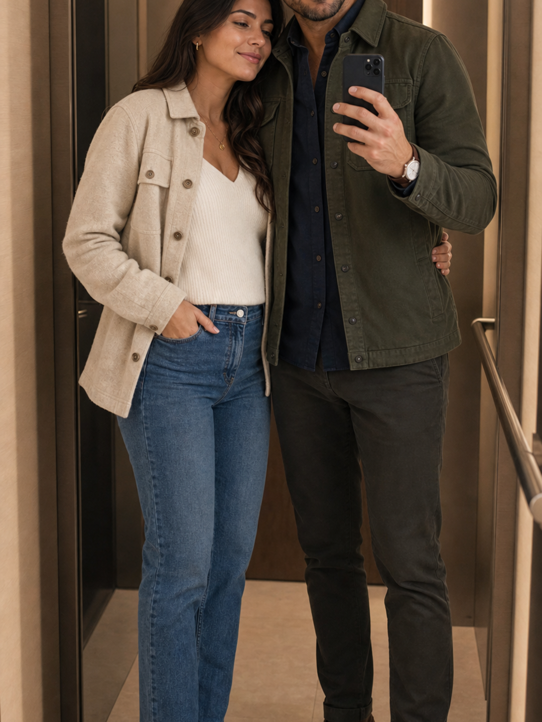 Poses for Couple Mirror Selfie compact mirror lean pose reference