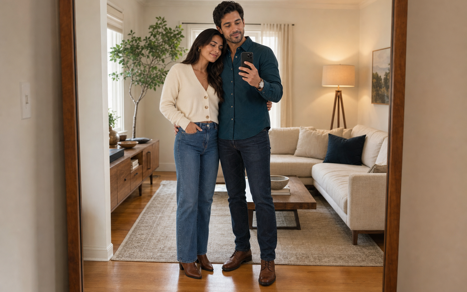 Poses for Couple Mirror Selfie wide mirror-room pose pose reference