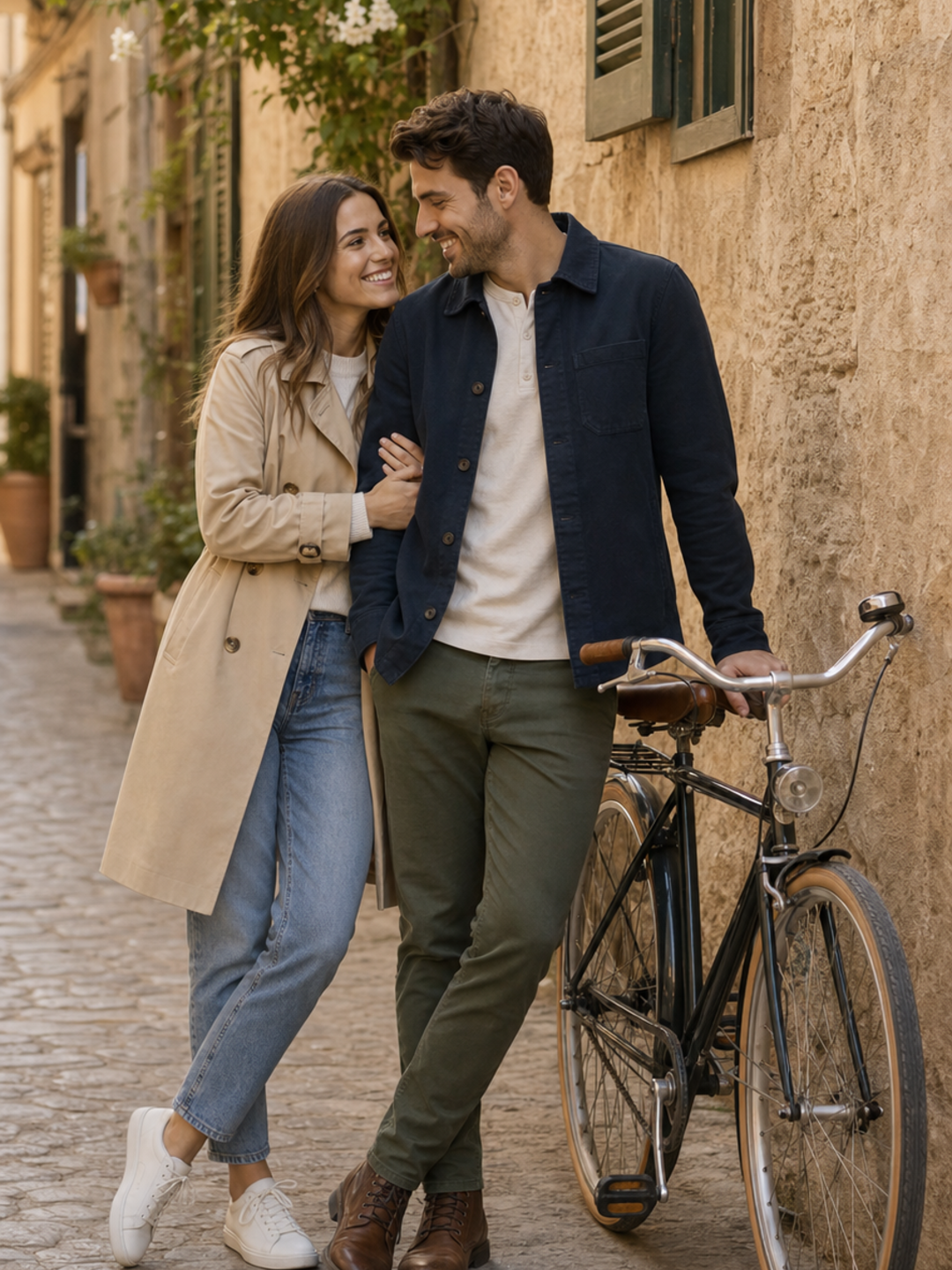 Poses for Couples with Bike leaning beside the bike pose reference