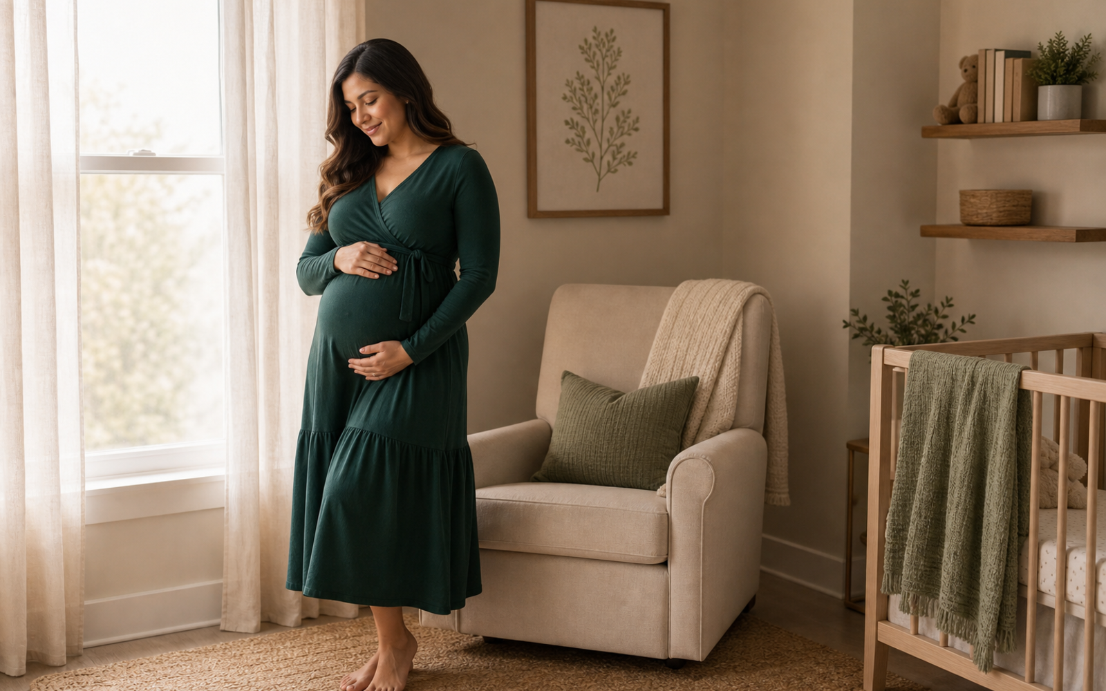 Poses for Maternity Shoot at Home wide nursery pause pose reference
