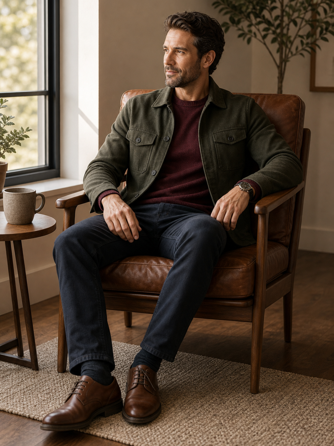 Poses for Men Indoor Shoot seated lounge angle pose reference