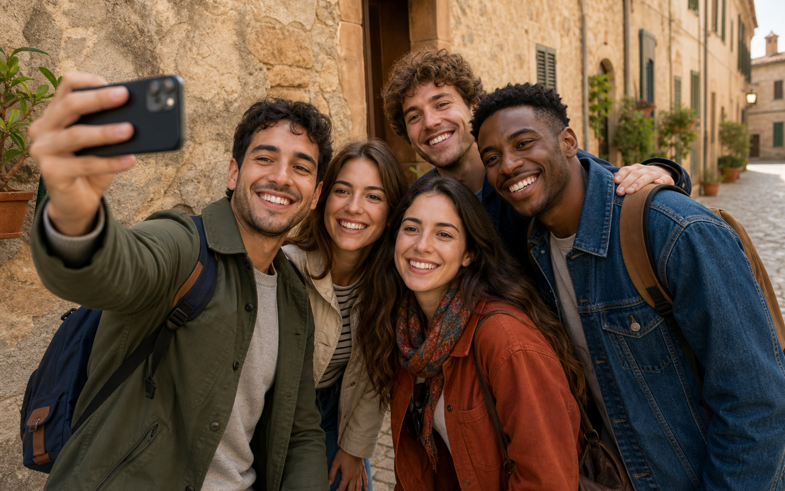 Poses for Selfie with Friends wide travel selfie pose reference