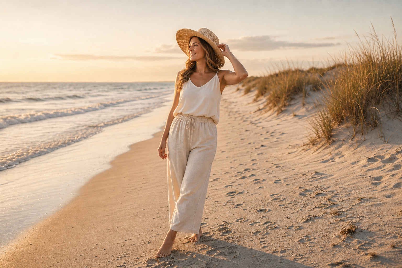 Solo beach standing pose reference