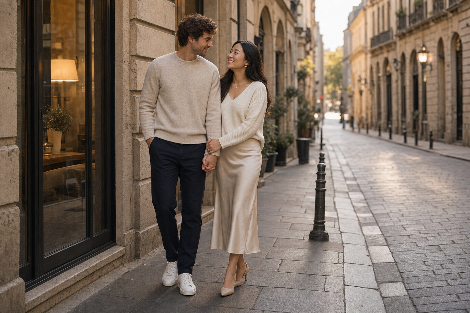 Street engagement couple pose reference