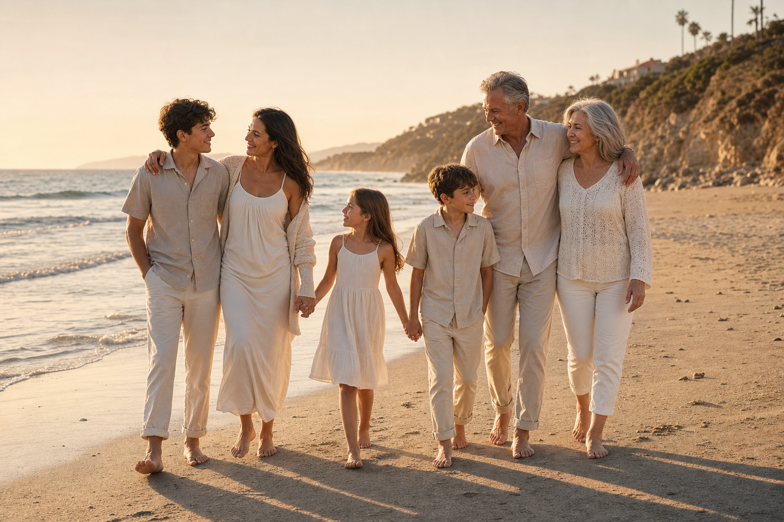 Family beach pose reference for family portrait pose ideas