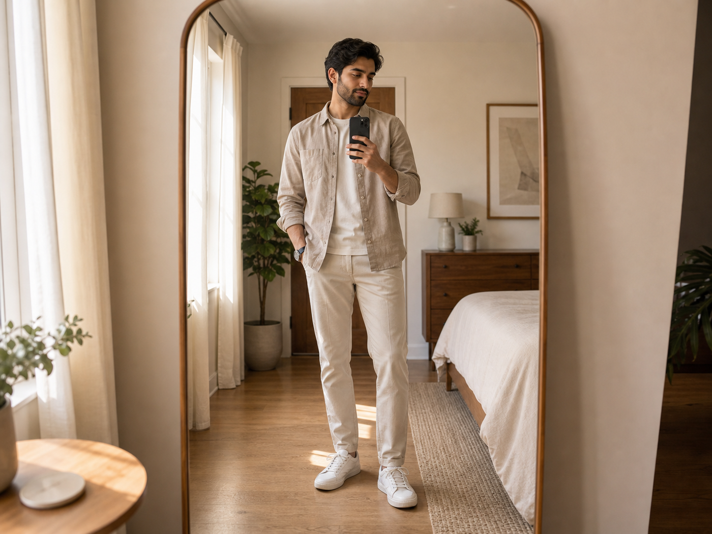 Men's mirror selfie pose reference for photo poses for men in mirror